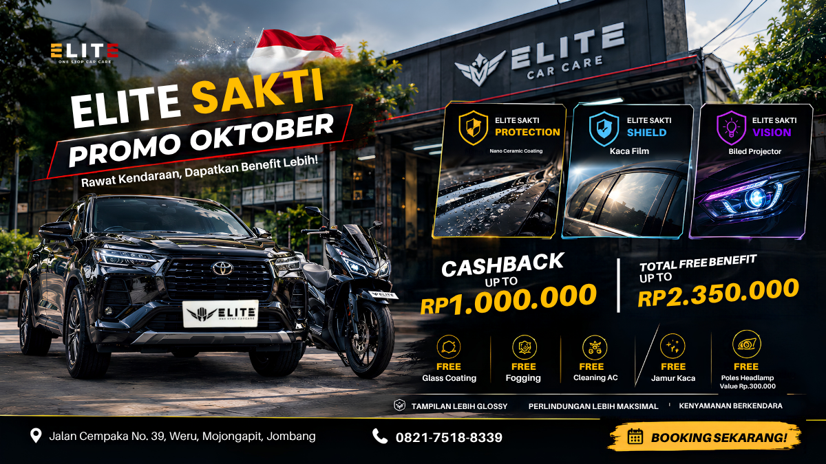 Elite Sakti: Promo Oktober untuk Mobil dan Motor, Cashback hingga Rp1 Juta dan FREE Benefit Senilai Rp2,35 Juta!